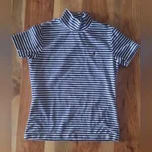 Tommy Hilfiger Womens Large VTG Blue and White Striped Short Sleeve Tee Nautical